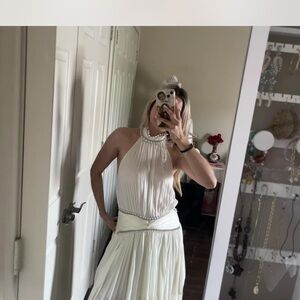 Elegant White Halter Dress